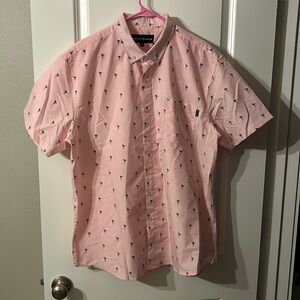 Molokai Surf Co. light pink flamingo button up shirt